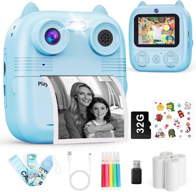 Instant Camera Kinderen - Digitale Camera - Foto's Maken - Dubbele Camera Lens - 2.4 Inch Scherm - Blauw