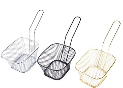 3 stuks frietmandjes: klein roestvrij staal, frituurmand, mand voor gefrituurd eten, mand met handvat, frituurmand voor friet, uienringen, kippennuggets