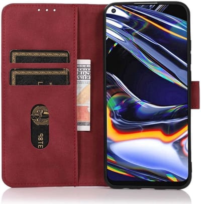 KHAZNEH Hoesje Geschikt voor Nokia C12 | Retro Wallet | Portemonnee Book Case | Standaard | Pasjeshouder | Rood