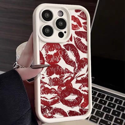 Sexy Meisje Rood Lippeden Patroon TPU Telefoonhoesje Voor iPhone 16 15 14 Pro Max 16 15 Plus 13 12 Pro 11 Snoepkleur Schokbestendig Zacht Hoesje For iPhone 12