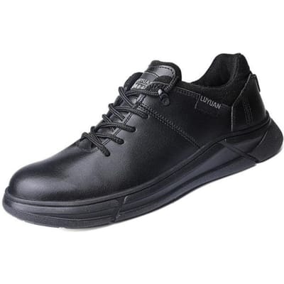 Chaussures d'assurance travail pour hommes, chaussures de sécurité anti-écrasement et anti-perforation, chaussures isolantes, surface en cuir, chaussures de travail spéciales 46 black