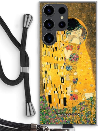 Case Company® - Hoesje met koord geschikt voor Samsung Galaxy S23 Ultra hoesje met Koord - Der Kuss - Telefoonhoesje met Zwart Koord - Bescherming aan alle Kanten en Over de Schermrand