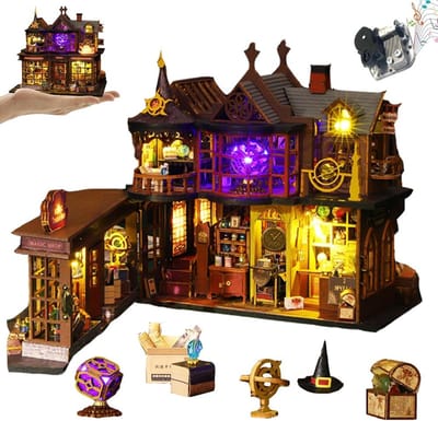 Doe-het-zelf Poppenhuis - Miniatuur Model - Creatief Knutselen - Met Ledverlichting - 597 x 18 x 22 cm - Magisch Schat