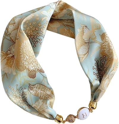 Sjaal - Zijden sjaal - Zijden fluweel - Halsversiering - Halsbanddecoratie - Magnetische sluiting met strass-steentjes - Kleine halssjaal - 55 x 15 cm - Accessoire voor de sleutelbeenhals - Hangende sjaal - Meerkleurig