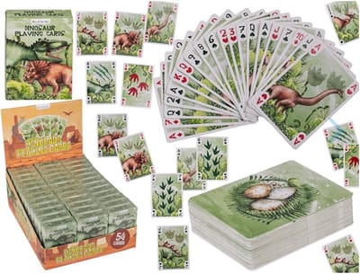 Een leuke set kaarten om mee te spelen met een afbeelding van Dinosaurussen. Erg leuk om deze speelkaarten voor jezelf te kopen of om bijvoorbeeld cadeau te geven aan iemand.