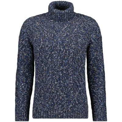 Ragman Trui Col Cable Design Pullover Mocca-Blue / male