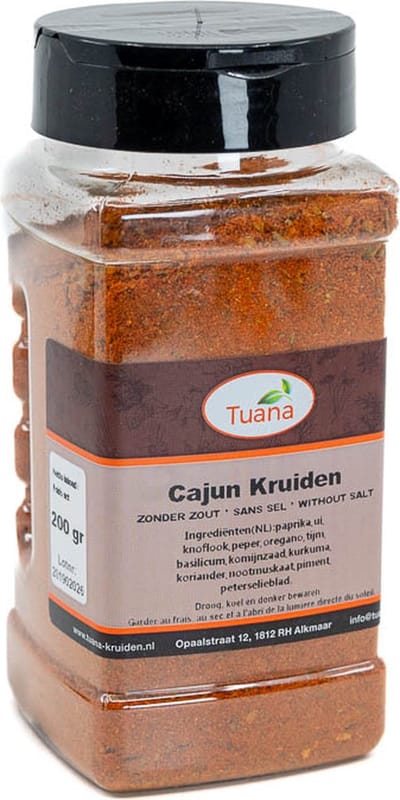 Tuana Kruiden - Cajun Kruiden Zonder Zout - Strooibus 150 Gram - MP-C-0002