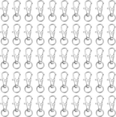 MGM Trading Belle Vous Zilver Metalen Mini Swivel Kreeft Klemmen (50 Pak) – 33 mm in Lengte – Premium Lanyard Klem Haken – Haken voor Ringen, Ritsen, Hobby, Klemmen, Sieraden, Kettingen en Keychains