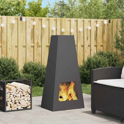 vidaXL - Vuurkom - Zwart - 50 - x - 35 - x - 100 - cm - weervast - staal