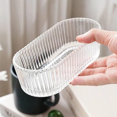 1 stuks Transparante Gestreept Glas Snackborden Klein Snoep Noten Container Keukenaccessoires Droog Fruit Kom Huisfeest Serveerschaal gray