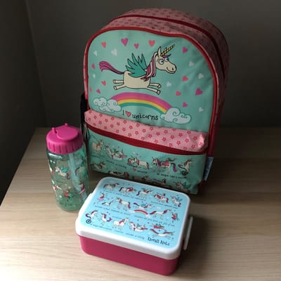 Eenhoorn kinder rugzak met lunchbox en drinkfles - Tyrrell Katz