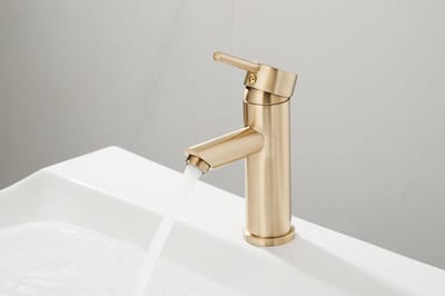 WEBO Mat goud Wastafelkraan Atlanta - Mat goud geborsteld - Waterbesparend - Incl. push-open waste