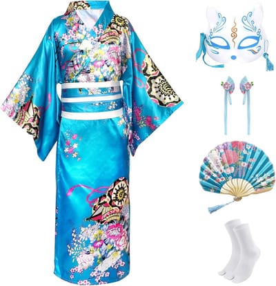 5-Delige Japanse Kimono, Yukata en Geisha Badjas voor Kinderen met Accessoires Kostuumset