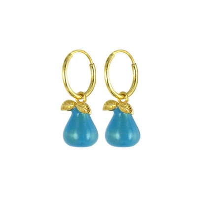 New Bling 9SIL-21309 Zilveren Oorringen - Dames - Met Bedeltje - Peer - 14 mm - 12 mm Doorsnee - Zilver - Gold Plated (Verguld / Goud op Zilver)