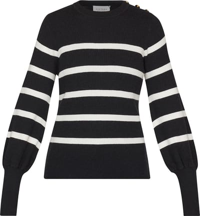 SISTERS POINT Hani-stripe1 - Dames Trui - Black/cream - Maat XS