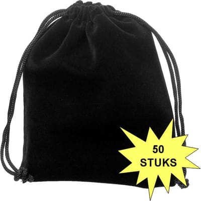 Fako Bijoux - Fluweel Cadeau Zakjes - Velours - 10x12cm - Zwart - 50 Stuks