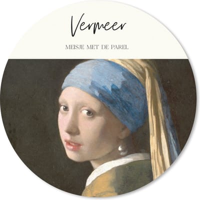 Muismat rond 20x20 cm - Mousepad Meisje met de parel - Johannes Vermeer - Oude meesters - Ronde muismatten