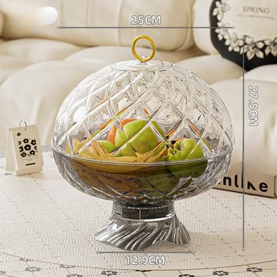 Assiette à fruits simple de style européen avec couvercle pour ménage en plastique verre de luxe léger haut de gamme grande taille grande capacité plateau de rangement spécial