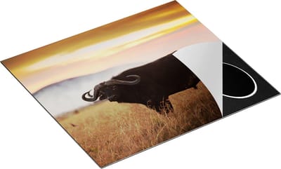 Chefcare Inductie Beschermer Buffel in het Gras - 60x50 cm - Afdekplaat Inductie - Kookplaat Beschermer - Inductie Mat