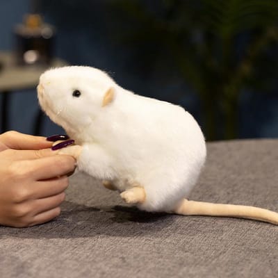 Extra Zachte Realistische Witte Rat Pluche Speelgoed Realistische Muis Gevuld Boerderijdieren Speelgoed Huisdier Muis Cadeaus Educatief Speelgoed Voor Kinderen 25-29cm wit