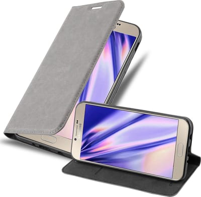 Cadorabo Hoesje geschikt voor Samsung Galaxy A8 2016 in TITANIUM GRIJS - Beschermhoes met magnetische sluiting, standfunctie en kaartvakje Book Case Cover Etui