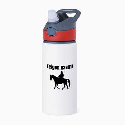 Hacebo® - cowboy op paard met eigen naam waterfles met rietje rood - Cowboy - cowboy liefhebbers - wilde westen - verjaardag - cadeau - kado - water fles - 650ML