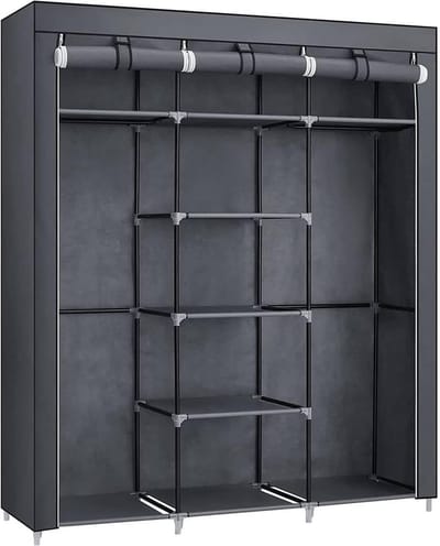 SMH LINE® Garderobekast - Opvouwbare Kledingkast - Kledingkast - XXL - Kleerkast - Stoffen Vouwkast - 150x45x175 cm- Zwart