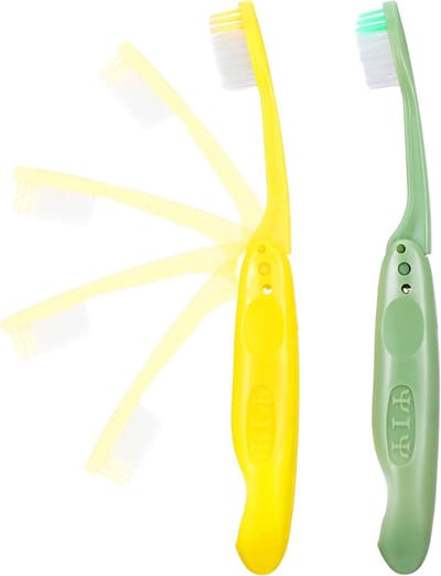 Opvouwbare Tandenborstels - Reistandenborstel Set - Mondhygiëne Onderweg - Individueel Verpakt - 2 stuks - Geel Groen