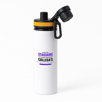 Hacebo® - ik ben de trotste stagiaire van de grappigste, leukste en beste collega's, en ja dit heb ik van hun gekregen waterfles met draaidop oranje - de trotste stagiaire - collega's - werknemers - verjaardagscadeau - water fles - 850ML