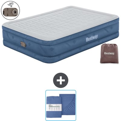 Bestway luchtbed - 2-Persoons - 152 x 203 x 46 cm - Grijs - Inclusief pomp en Hoeslaken