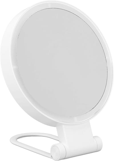 Dubbelzijdige Verlichte Make-up Spiegel met 1x en 5x Vergroting, LED Verlichting en Opvouwbare Handgreep voor Thuis en Reizen, Perfect voor Make-up en Verzorging