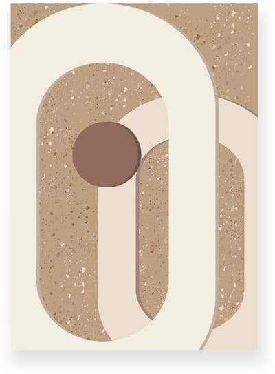 Poster 20x30 cm - Ovalen - Terrazzo - Bruin - Gebroken Wit - Abstract - Modern - Muurdecoratie - Wanddecoratie