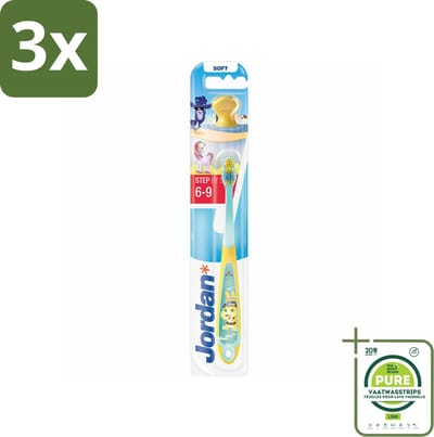 3 x Jordan Tandenborstel Step 3 (6-9 jaar) - Grootverpakking - Baby Tandenborstel - Kindertandenborstel - Tandenborstel 0-2 Jaar - Eerste Tandjes - Tandenpoetsen Baby