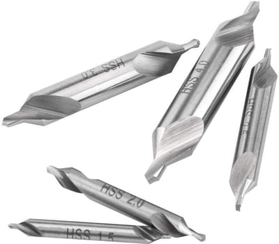 Dailygoods- Centroefen Set - 5 Stuks - HSS - 60 Graden - Hoge Hardheid - Slijtvast - Voor Metaalbewerking - Boor