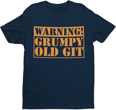Grappig T-Shirt voor Mannen: Waarschuwing Chagrijnige Oude Haas - Kort Mouw