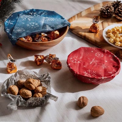 Nuts bijenwasdoek op rol - Wintereditie - Rood - 30,5 x 90 cm - herbruikbaar