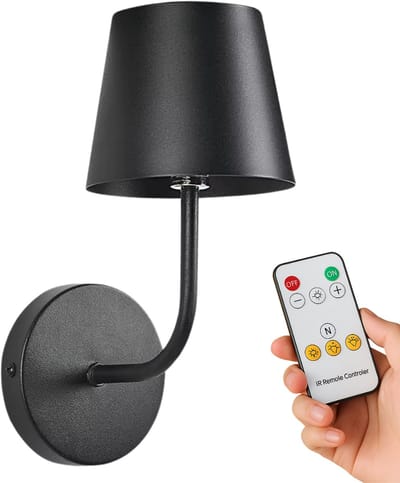 Wandlamp – Oplaadbaar - Incl Afstandsbediening - Waterdicht – Draadloos - Dimbaar - Zwart