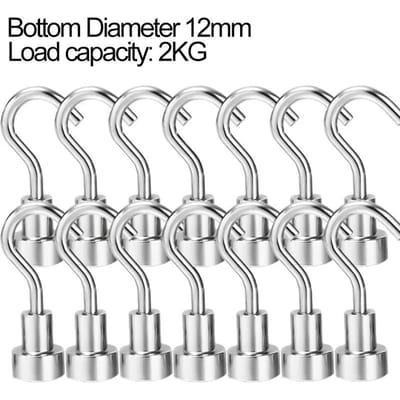 20/1 stuks Metalen Sterke Magnetische Haken Wandmontage Heavy Duty Magneethaak Sleutel Jas Hanger Hanger Huis Keuken Badkamer Opberg 1PCS