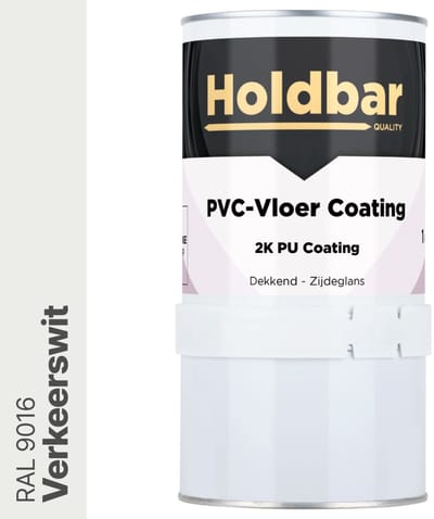 Holdbar PVC-Vloer Coating Verkeerswit (RAL 9016) 1 Kg - Vloerverf - Alle kleuren - Hecht direct op PVC - Slijtvast - UV-bestendig - Gemakkelijk te reinigen - Beschermt PVC-Vloer - 2 Componenten Verf
