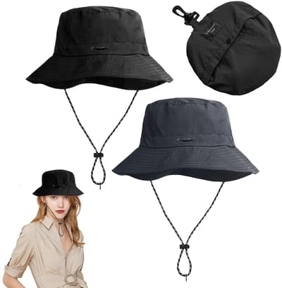 Dailygoods- Emmerhoed Waterdicht - Draagbare Hoed - Opvouwbaar - Vissershoed - Verstelbaar Koord - 2 Stuks - Zonnehoed