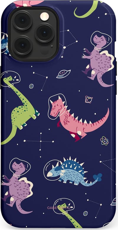 Casetastic hoesje geschikt voor Apple iPhone 12 Pro Max - MagSafe - Dubbellaagse bescherming - Rex in de ruimte - Fashion Case - Donkerblauw Donkergrijs