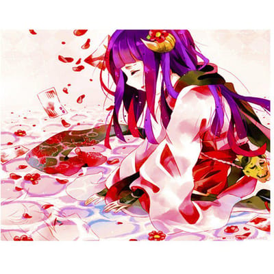 Peinture diamant fille Sakura, perceuse ronde, broderie, point de croix, Puzzle ange, autocollant mosaïque 20X30CM purple