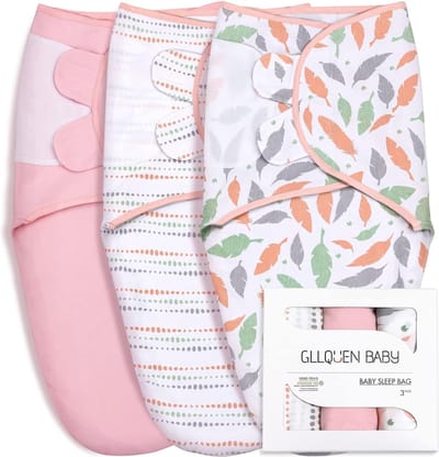 Swaddles inbakerzak baby 0-3 maanden, 100% biologisch katoenen babyslaapzakken voor pasgeborenen, Oeko-tex100 slaapzak voor peuters, unisex verpakking van 3 doeken