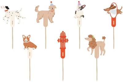 Cake Toppers - cupcake - 7 stuks - hond - dog - hondenthema