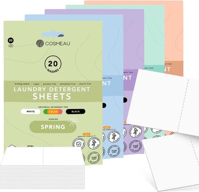 Cosmeau Proefpakket 6x20 Wasmiddeldoekjes Wasstrips 120 Wasbeurten - Lentefris - Lavendel - Zeebries - Kersenbloesem - Wilde bossen - Wolkendek - Wasvellen - Wasmiddel - Detergent Sheets - Wasdoekjes