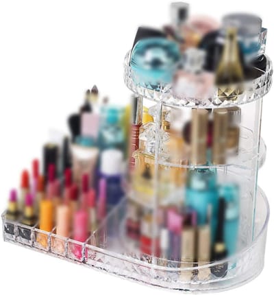 Mikinona Aanrechtorganizer Voor Cosmetica Acryl Make-up Huidverzorgingsorganizer Draaibaar Display Opbergruimte Kaptafelaccessoire
