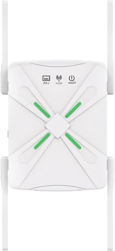 SnelShoppen - WiFi Amplifier Dual Band WLAN Repeater 5GHz 2.4GHz 1200Mbit/s WiFi Extender Signaal Booster met Ethernet Poort, 4 Antennes voor Betrouwb