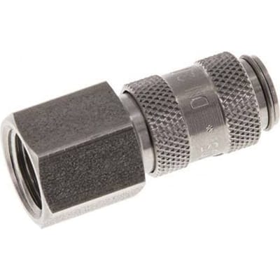 RVS DN 2.7 (Micro) Luchtkoppeling Snelkoppeling G 1/8 inch Binnendraad Double Shut-Off - CLS2-F-S-SV-018