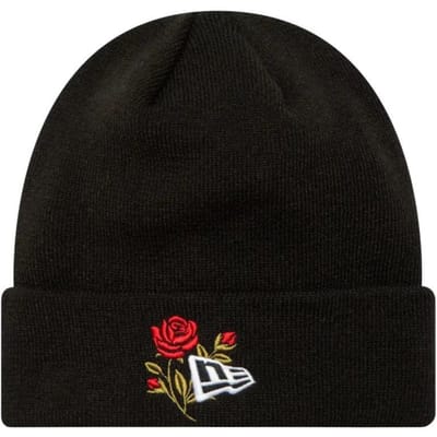 New Era Gebreide muts met roos voor volwassenen (Zwart)