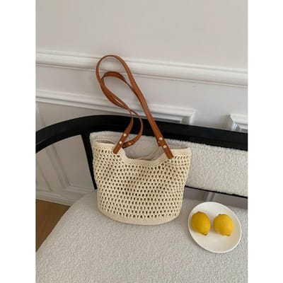 Nieuwe Zomer Veelzijdige One-shoulder Strandvakantie Strandtas Geweven Stro Pendeltas Trend gray